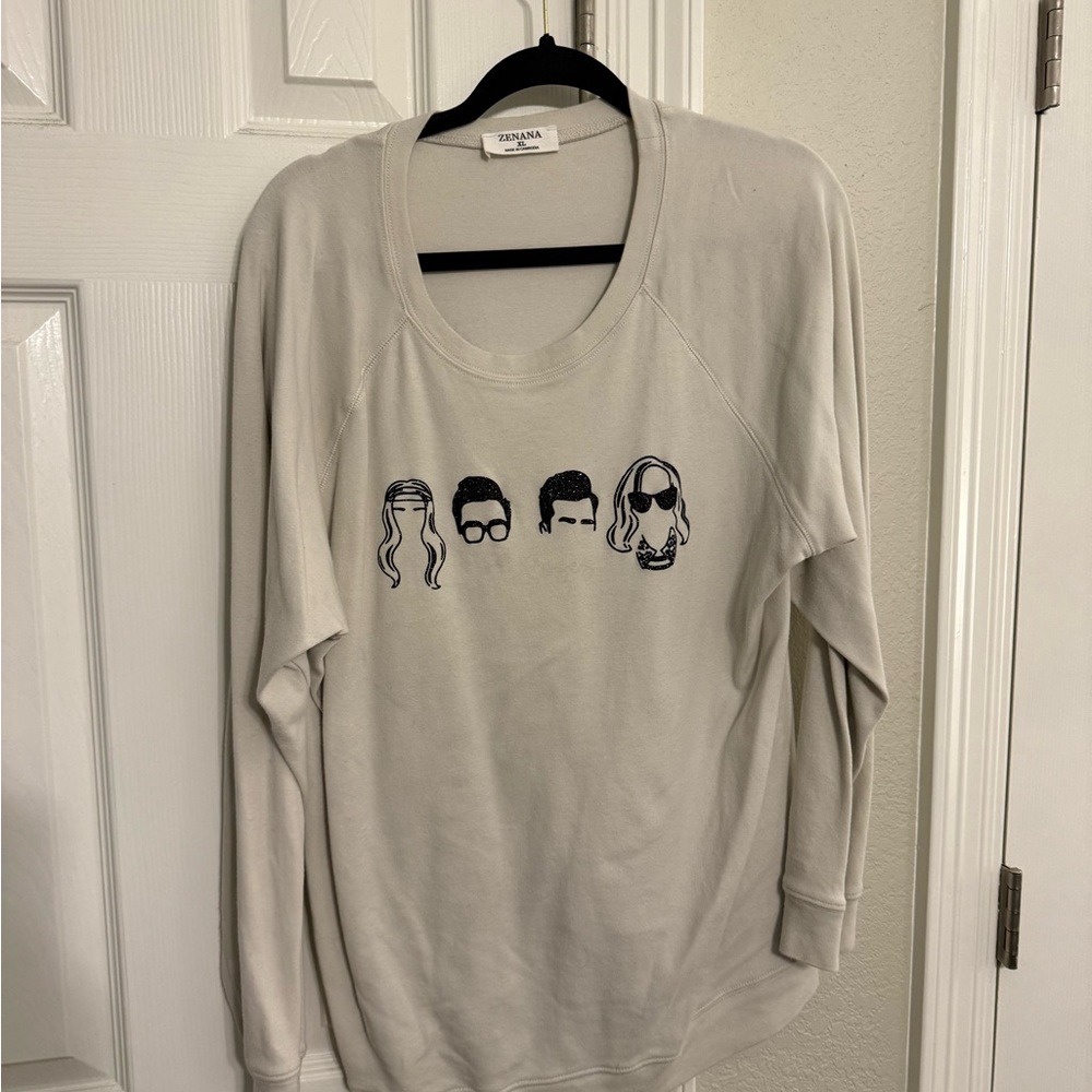 Cream Graphic Women Sweater